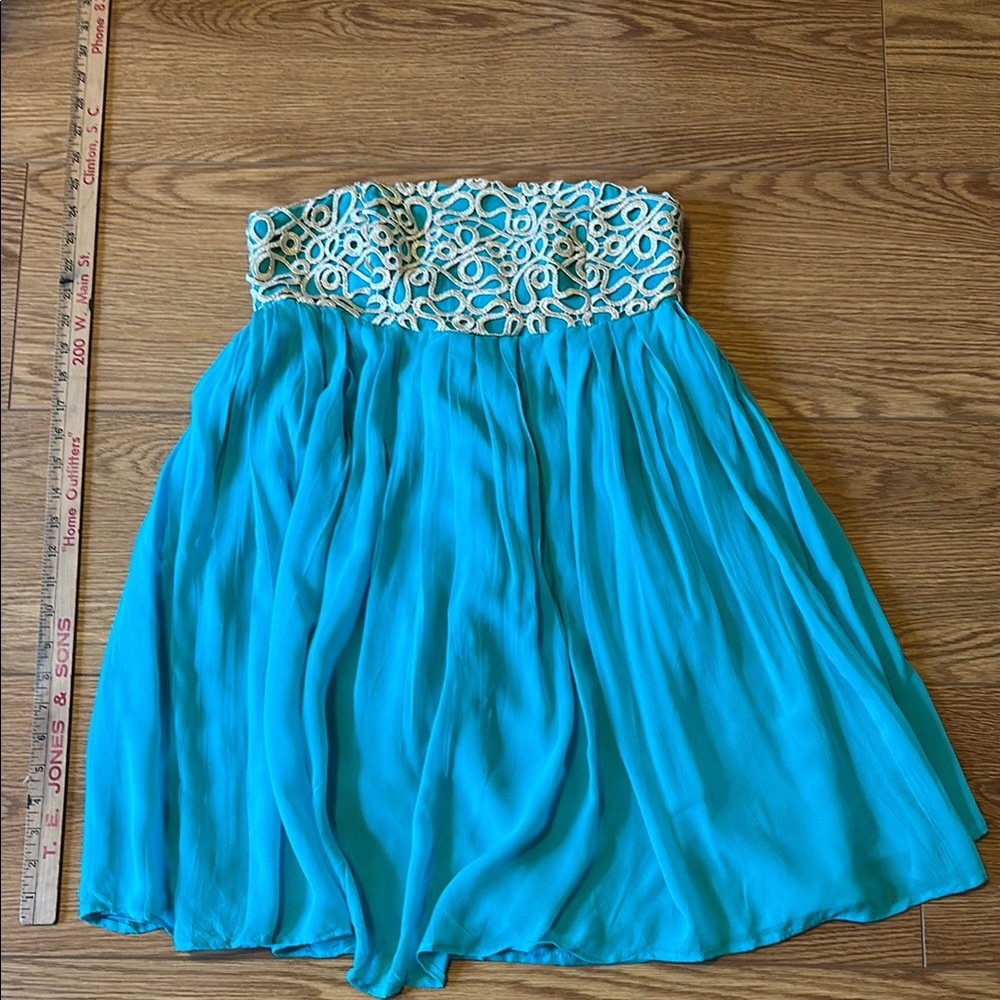 Lilly Pulitzer Jillie Chiffon Strapless Dress Silk and Gold Embroidered Dress